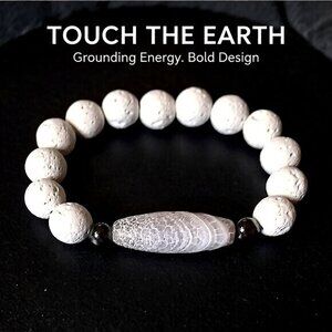 White Lava Rock & Frosted Dragonvein Agate ~ Winter Holiday Jewelry! Small Wrist